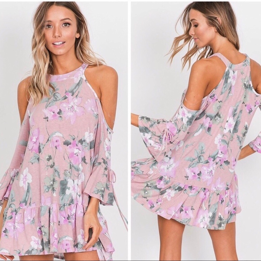 LAST! Pink/Lavander Floral Ruffle Tunic - Picture 4 of 4